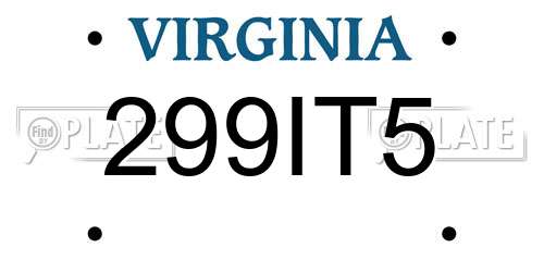 299IT5 Virginia License Plate