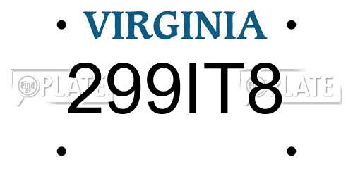 299IT8 Virginia License Plate