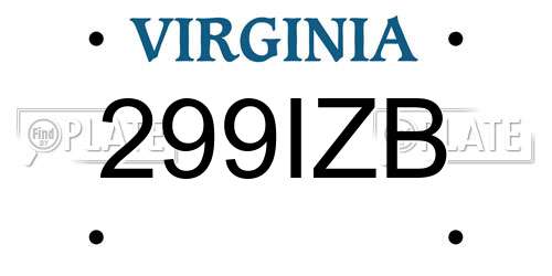 299IZB Virginia License Plate