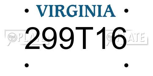 299T16 Virginia License Plate