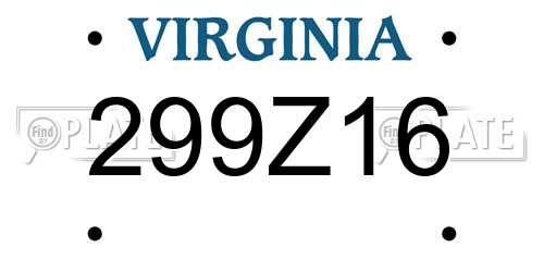 299Z16 Virginia License Plate