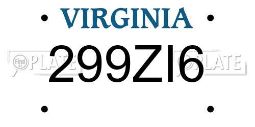 299ZI6 Virginia License Plate