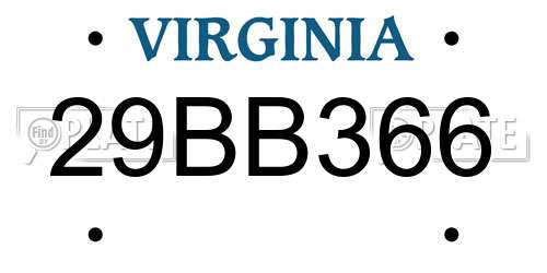 29BB366 Virginia License Plate