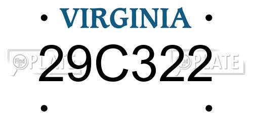 29C322 Virginia License Plate