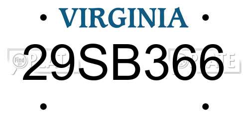 29SB366 Virginia License Plate