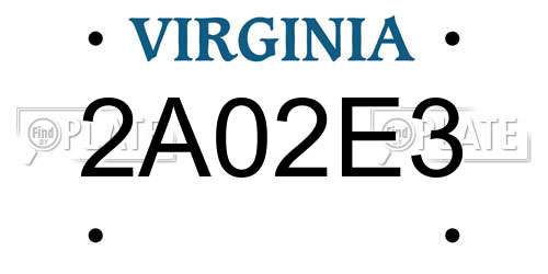 2A02E3 Virginia License Plate