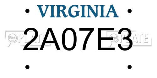 2A07E3 Virginia License Plate