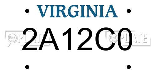 2A12C0 Virginia License Plate