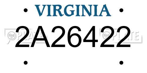 2A26422 Virginia License Plate