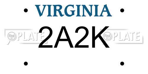 2A2K Virginia License Plate