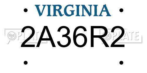 2A36R2 Virginia License Plate