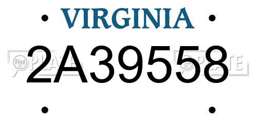 2A39558 Virginia License Plate