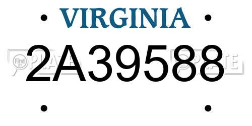 2A39588 Virginia License Plate