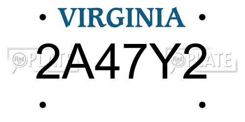 2A47Y2 Virginia License Plate