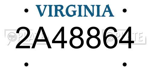 2A48864 Virginia License Plate