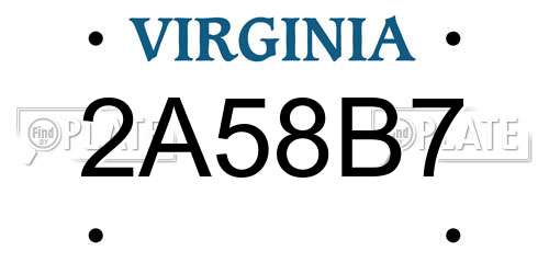 2A58B7 Virginia License Plate