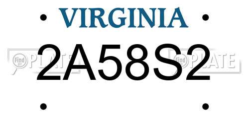 2A58S2 Virginia License Plate