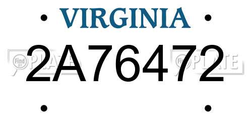 2A76472 Virginia License Plate