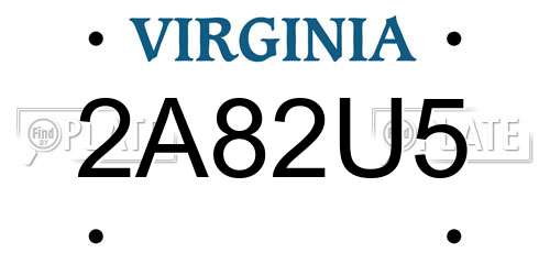 2A82U5 Virginia License Plate