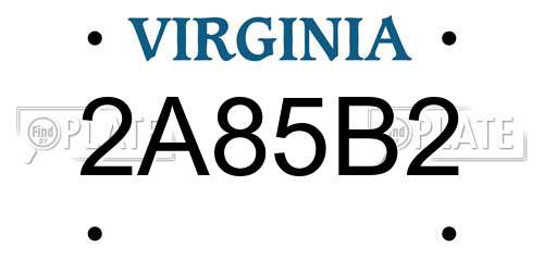 2A85B2 Virginia License Plate