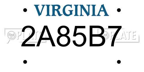 2A85B7 Virginia License Plate