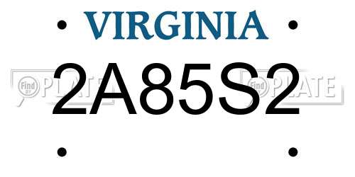2A85S2 Virginia License Plate