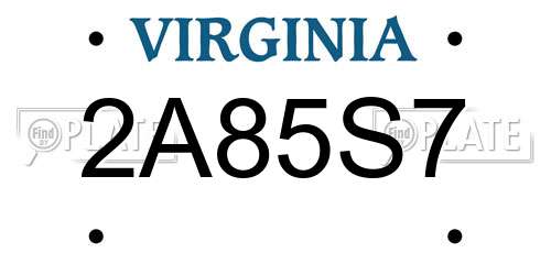 2A85S7 Virginia License Plate