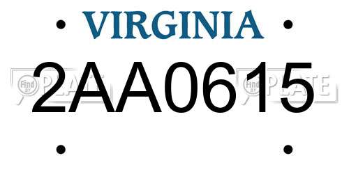 2AA0615 Virginia License Plate