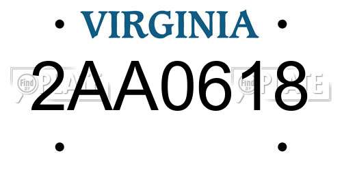 2AA0618 Virginia License Plate