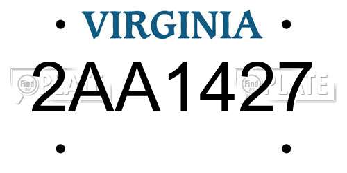 2AA1427 Virginia License Plate