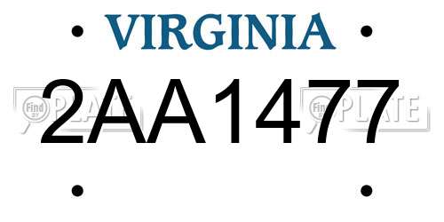 2AA1477 Virginia License Plate