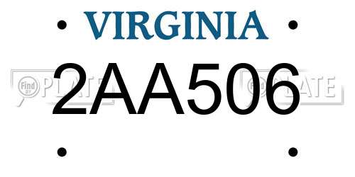 2AA506 Virginia License Plate