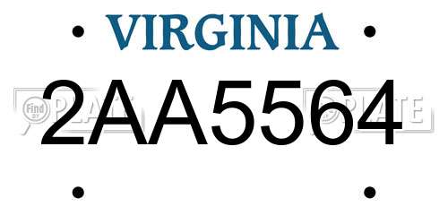 2AA5564 Virginia License Plate