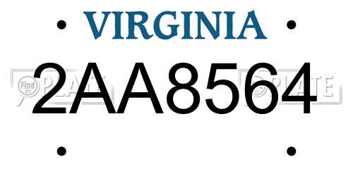 2AA8564 Virginia License Plate