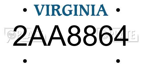 2AA8864 Virginia License Plate