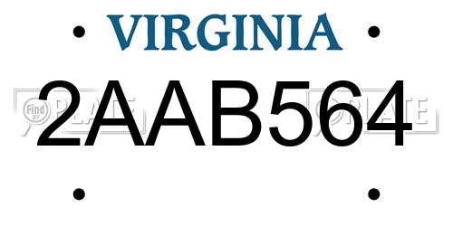 2AAB564 Virginia License Plate