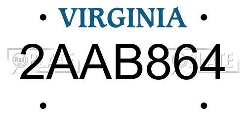 2AAB864 Virginia License Plate