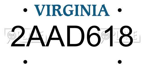 2AAD618 Virginia License Plate