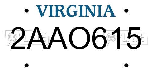 2AAO615 Virginia License Plate