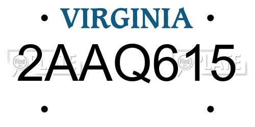 2AAQ615 Virginia License Plate
