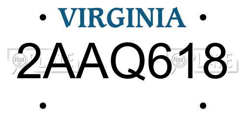 2AAQ618 Virginia License Plate