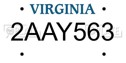 2AAY563 Virginia License Plate