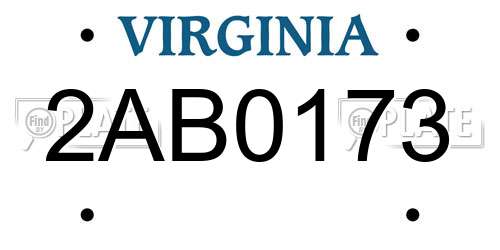 2AB0173 Virginia License Plate