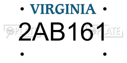 2AB161 Virginia License Plate