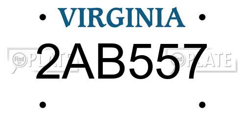 2AB557 Virginia License Plate