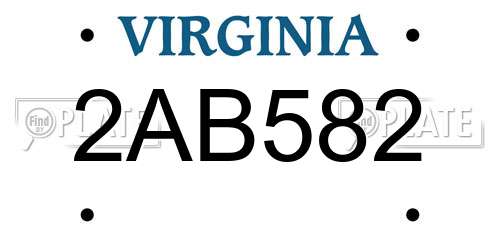 2AB582 Virginia License Plate