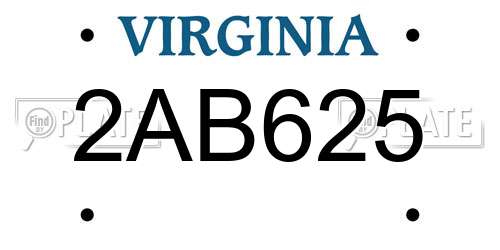 2AB625 Virginia License Plate