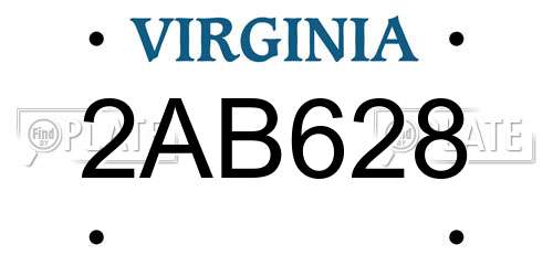 2AB628 Virginia License Plate