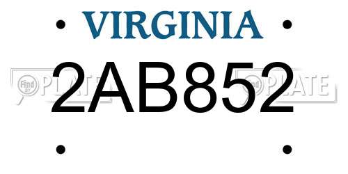 2AB852 Virginia License Plate