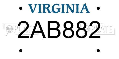 2AB882 Virginia License Plate